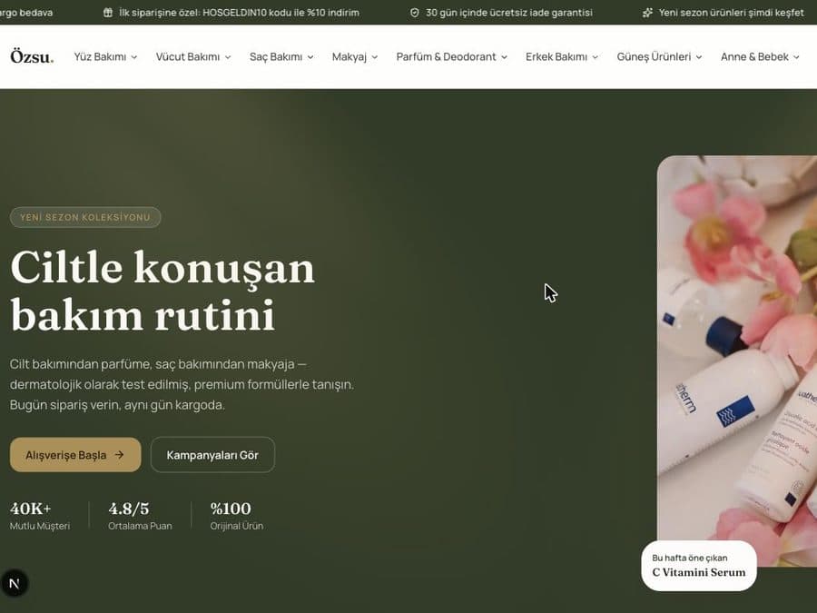 E-Ticaret Sitesi — Özsu Bakım